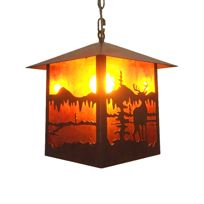 Elk Restaurant Hanging Light Kit Country Style Metal 1 Light Rust Pendant Lighting