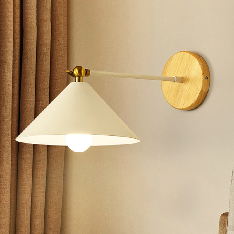 Rotatable White Pyramid Wall Lighting 1 Head Nordic Modern Metallic Sconce Light for Bedroom