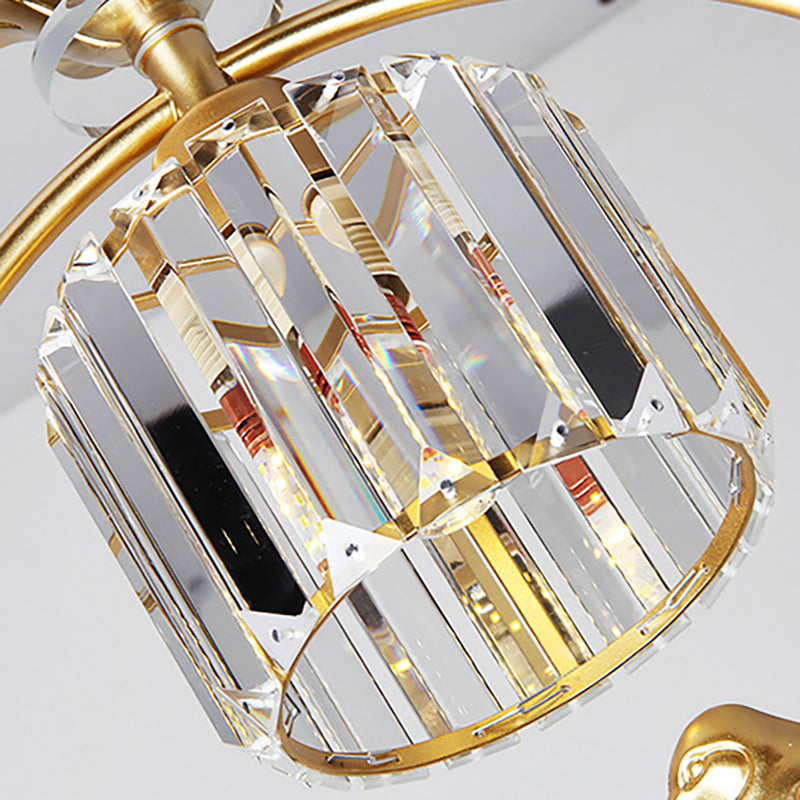 Cilíndrico Cristal Luz de lámpara Minimalista 1 Lámpara colgante de comedor ligero con oro/anillo negro