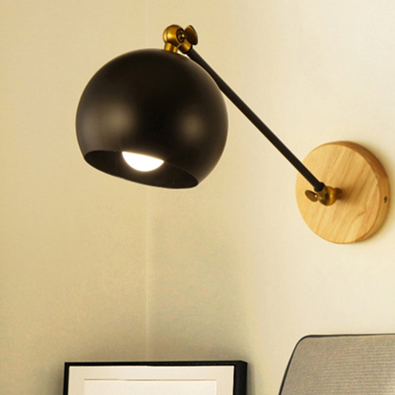 Nordic Spherical Shade Wall Light Angle Adjustable 1 Bulb Metallic Wall Lamp for Boutique