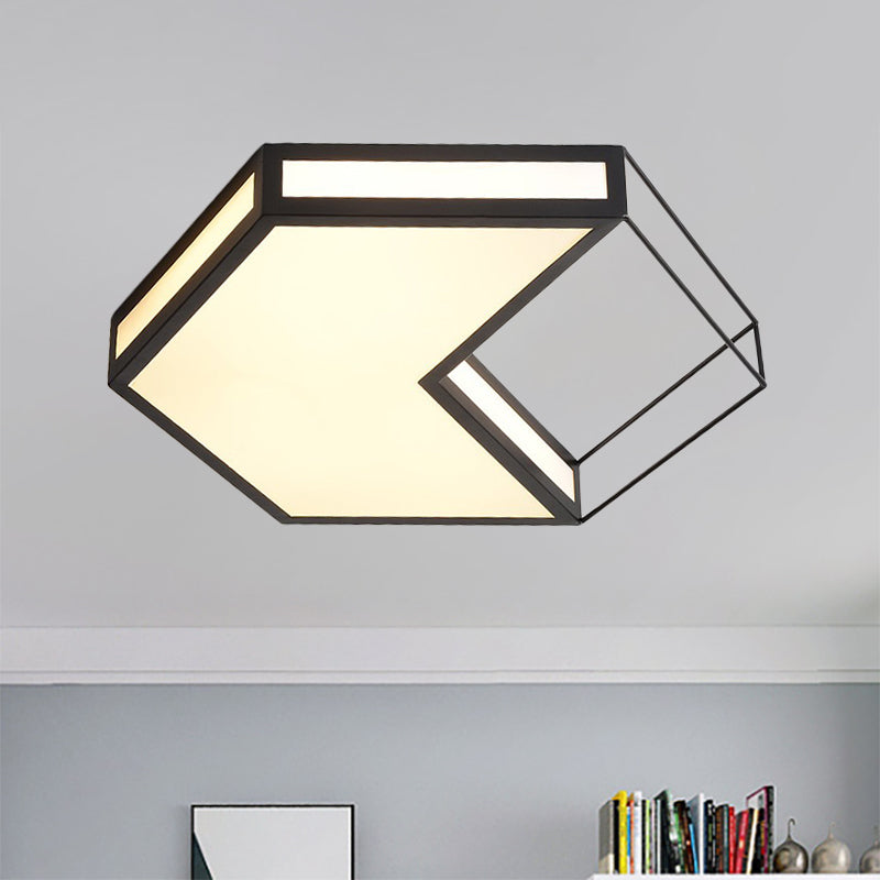 Black/Grey Hexagon/Square Flush Light Modern Acrylic Led Ceiling Flushmount in Third Gear
