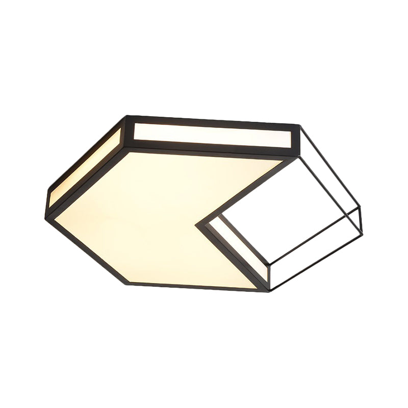 Black/Grey Hexagon/Square Flush Light Modern Acrylic Led Ceiling Flushmount in Third Gear