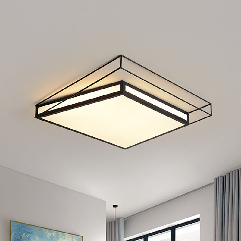 Black/Grey Hexagon/Square Flush Light Modern Acrylic Led Ceiling Flushmount in Third Gear