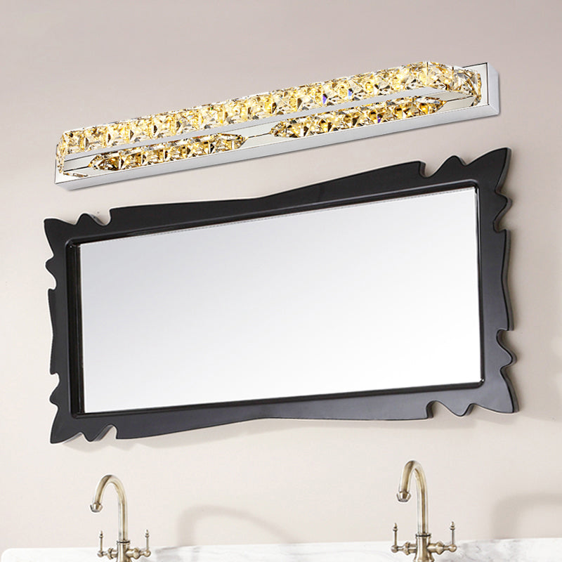 Vanité de salle de bain linéaire lumière claire / champagne Crystal 16 "/ 22" L LED mural contemporain LED en lumière chaude / blanche