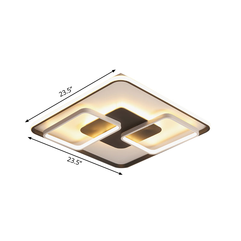 Schwarz-weiße geometrische Unterputz-Moderne LED-Wohnzimmerbeleuchtung aus Metall in warmem/weißem Licht, 18"/23,5"/35,5" W