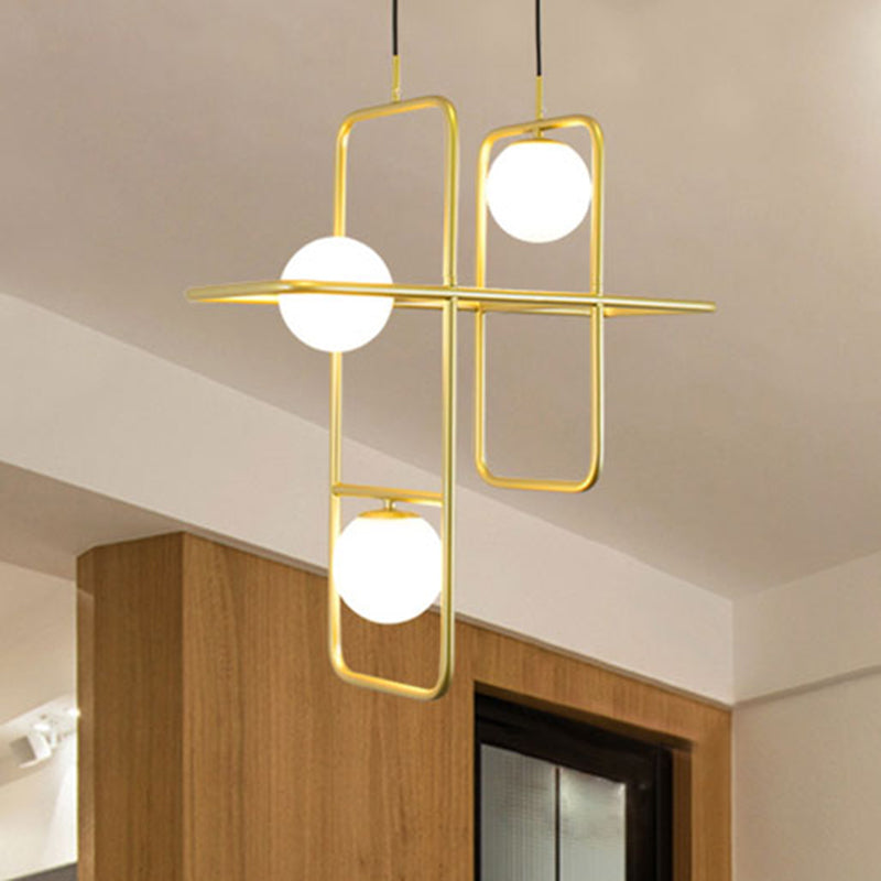 Gold Crossed Rectangle Drop Light 2/3/4 LUMILES POST MODERN METAL PROSIBLE CHANDELIER