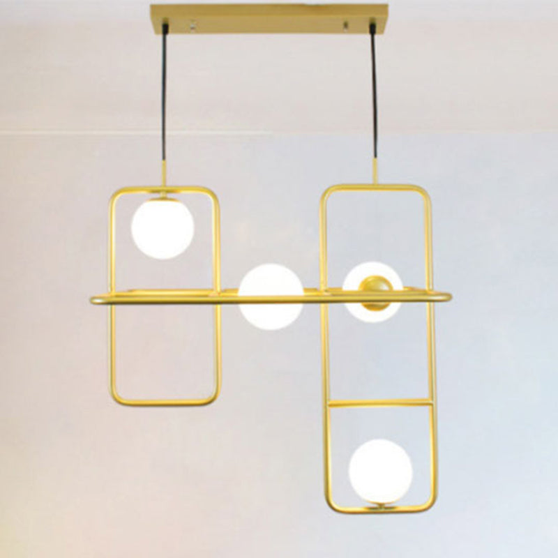 Gold Crossed Rectangle Drop Light 2/3/4 LUMILES POST MODERN METAL PROSIBLE CHANDELIER
