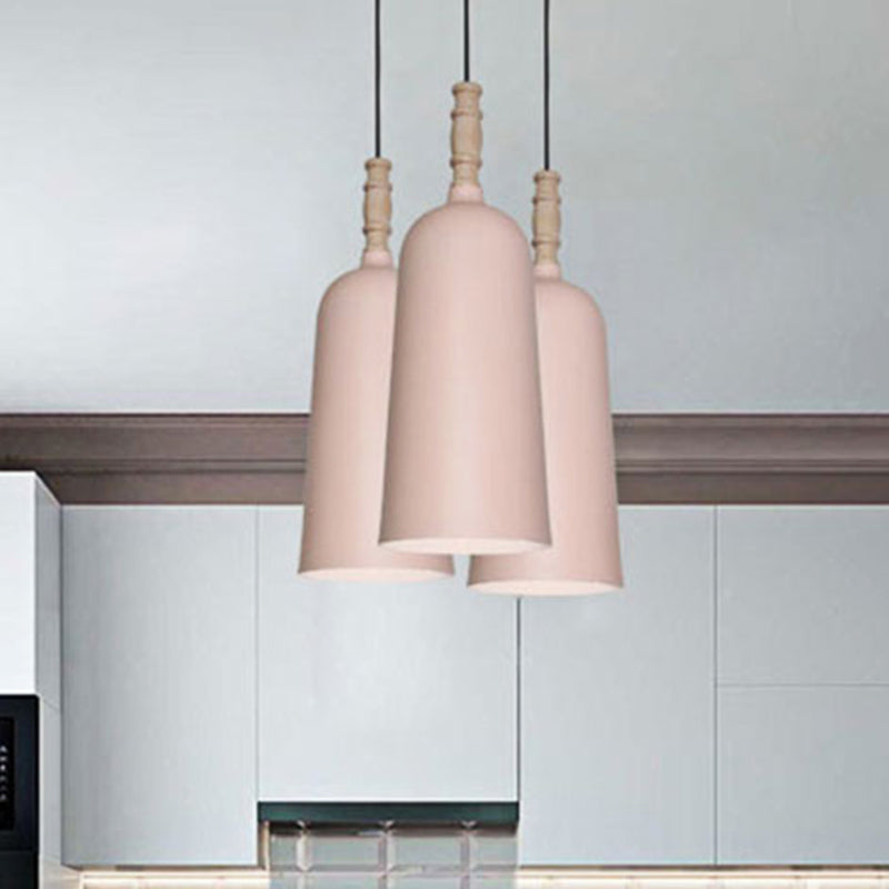 1 Luz de colgante en forma de campana de luz lámpara de colgante de metal elegante para la librería de café
