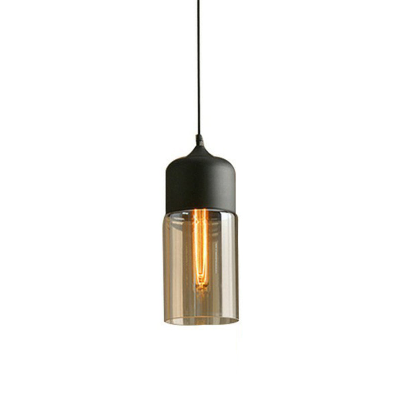 Amber Glass Shaded Hanging Lamp Vintage Style Single-Bulb Dining Room Lighting Pendant
