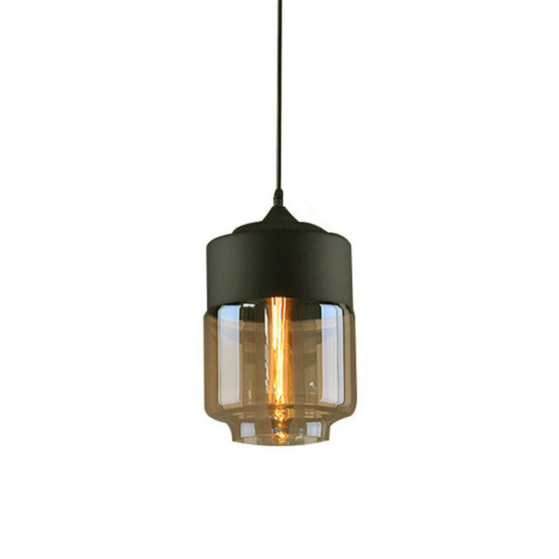 Amber Glass Shaded Hanging Lamp Vintage Style Single-Bulb Dining Room Lighting Pendant