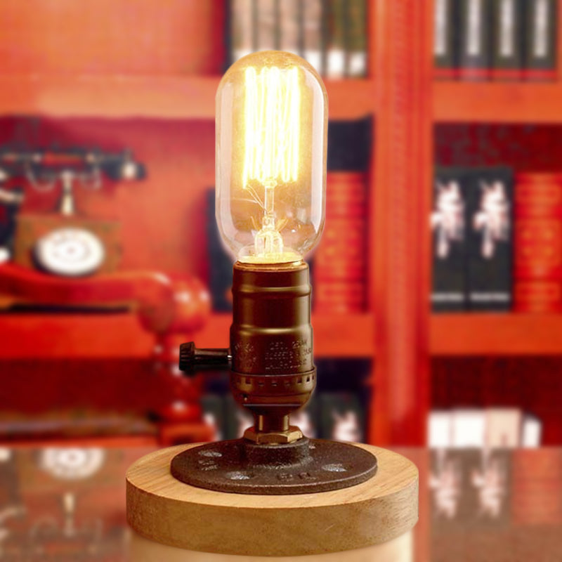 Messing Finish Mini Tischlampe mit Holzbasis Bauernhaus Metal 1 Light Restaurant Tischbeleuchtung