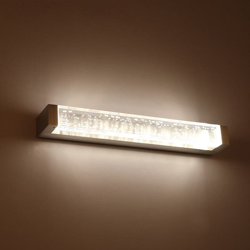 Rechteckige Badezimmer Wandhalterung Lampe klarer Kristall 12,5 "/18" W LED zeitgenössischer Waschtischspiegel Licht in Weiß