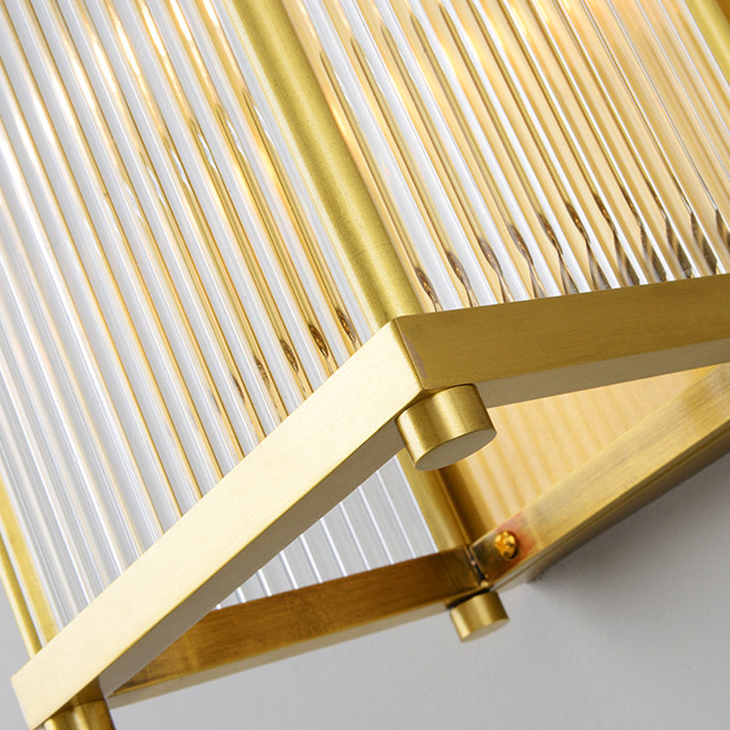 Gold Rectangular/Cylinder Wall Sconce Light Modern 1/2 Lights Fluted Crystal Wall Light Fixture for Living Room