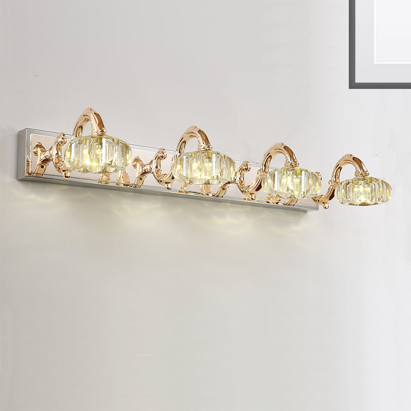 Lampada a parete per ombra rotonda Modernismo Metal 2/3/4 Bulbi Gold Finitura Vanity Lighting With Curved Brain, 13 "/19" W