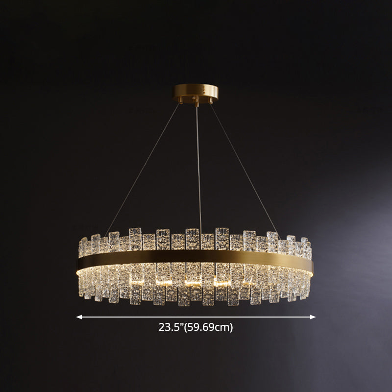 Rippled Crystal Loop Shaped Pendant Light Modern Brass Plated LED Island Ceiling Light
