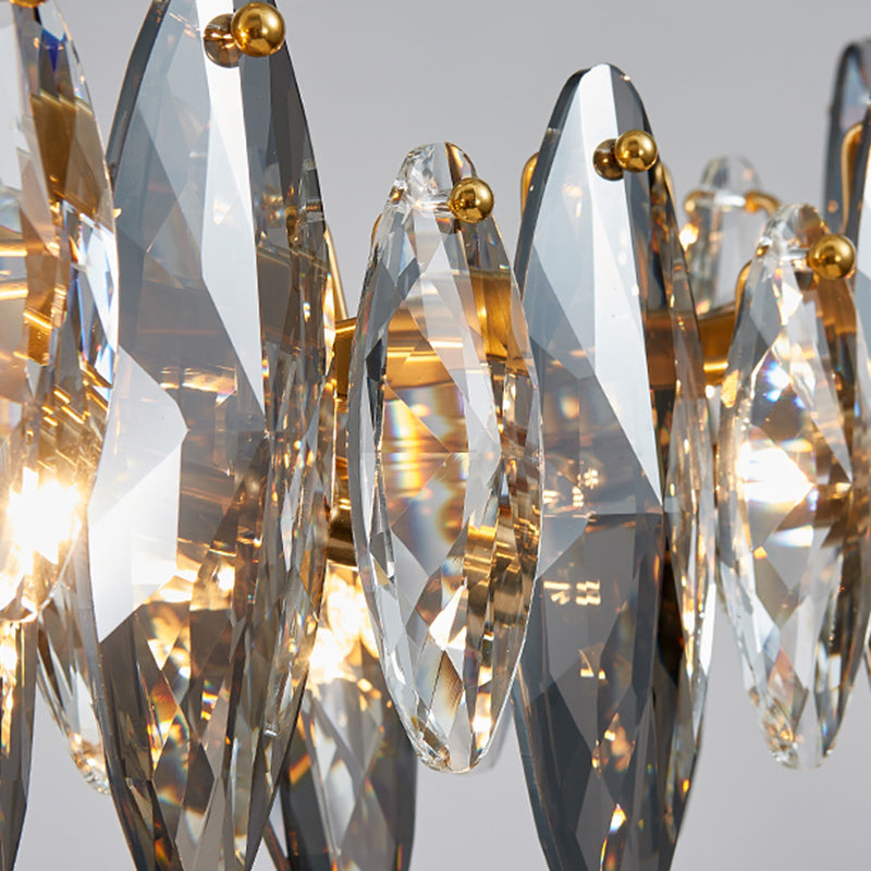 Lampada a sospensione a forma di foglia Postmoderna fumo grigio Glass Restaurant Isola Luce in oro