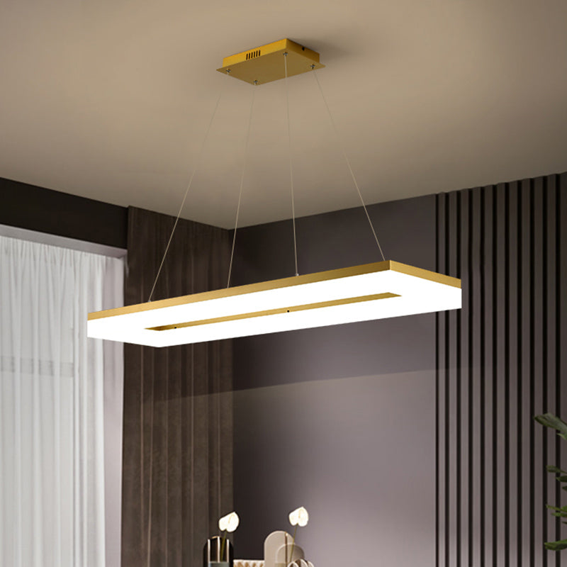 Acabado dorado Luz de isla rectangular de estilo simple LED de techo acrílico de iluminación de techo acrílico
