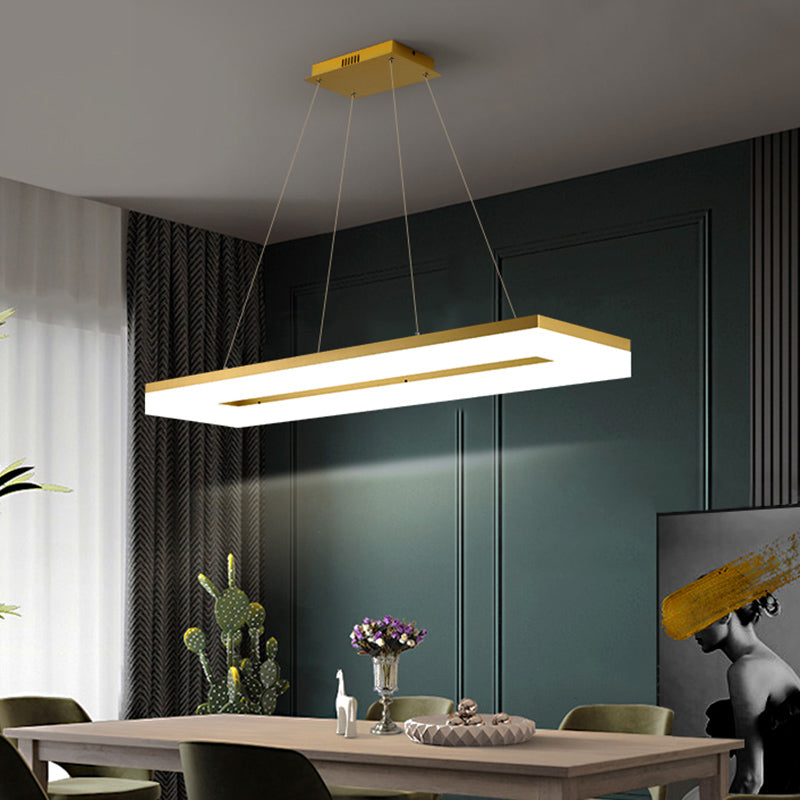 Acabado dorado Luz de isla rectangular de estilo simple LED de techo acrílico de iluminación de techo acrílico