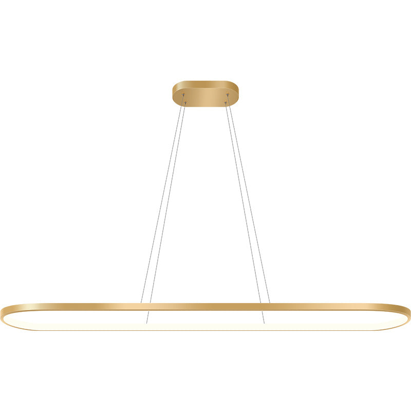 Metal Oblong Pendant Light Fixture Minimalist Gold Plated LED Island Lighting over Table