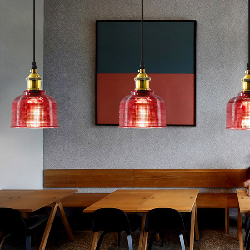 Gitterglas Schüssel-Aufhängung Anhänger Loft Style Single-Bulb-Stangendecke in Messing