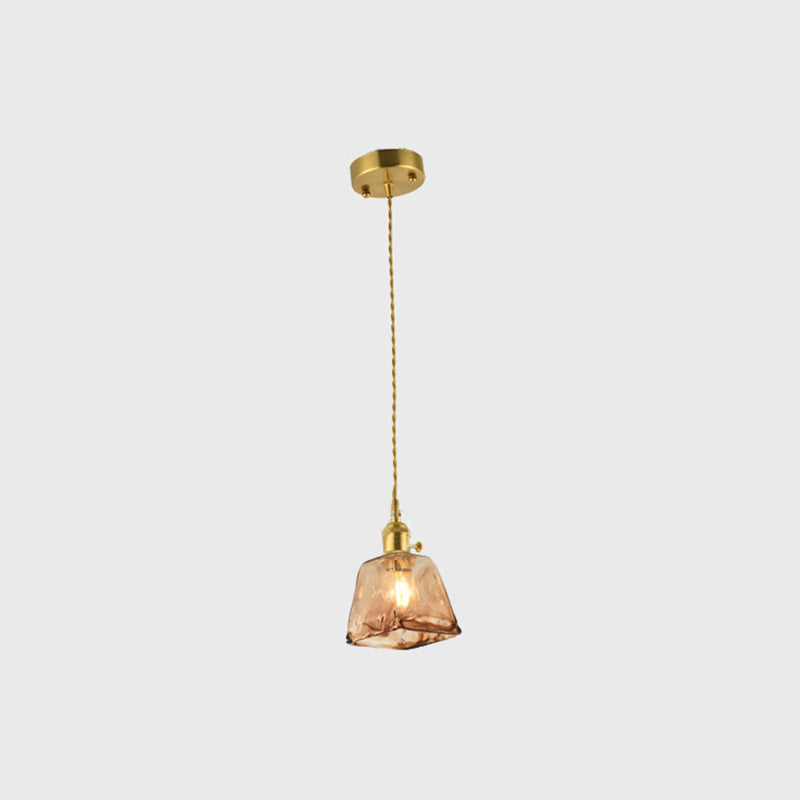 Colgante sombreado de latón Vintage Vintage Class de color marrón 1 Bulb Room Pendulum Light
