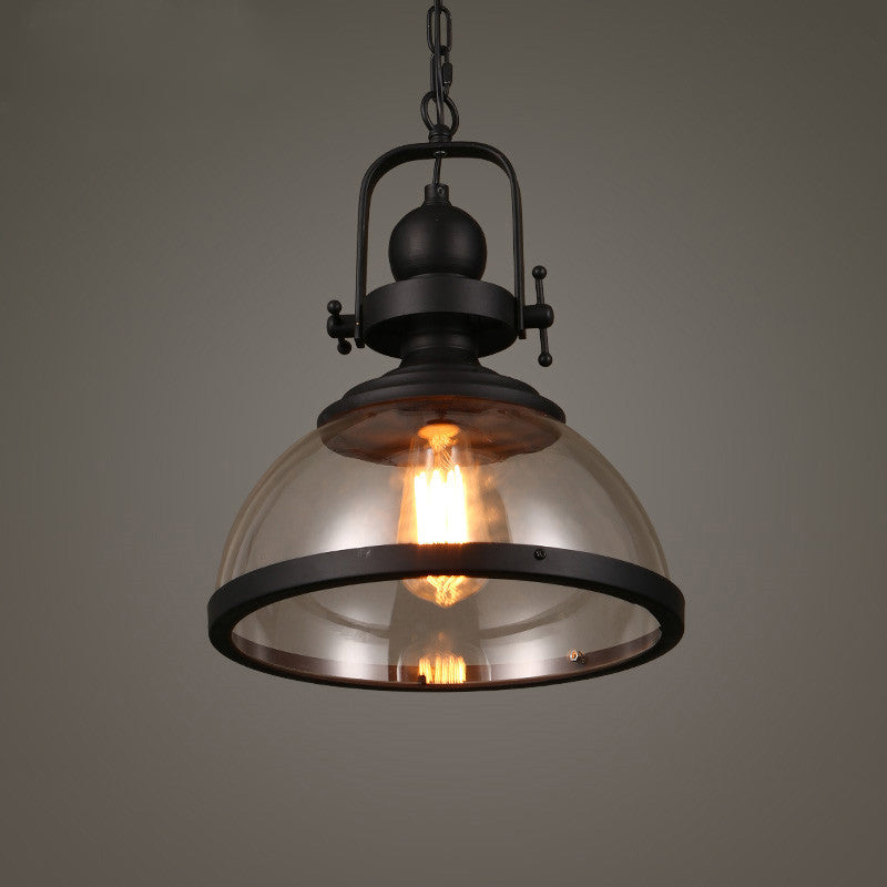Glasscheibe-Form-Federlampe Industrie 1-Licht Bistro Bar Anhänger Beleuchtung in Schwarz