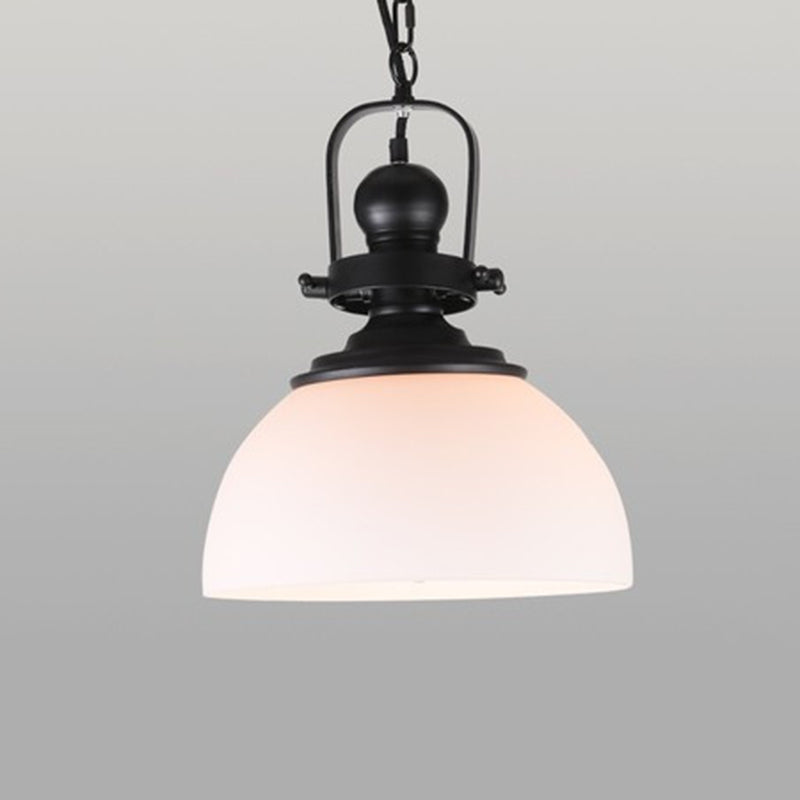 Glasscheibe-Form-Federlampe Industrie 1-Licht Bistro Bar Anhänger Beleuchtung in Schwarz