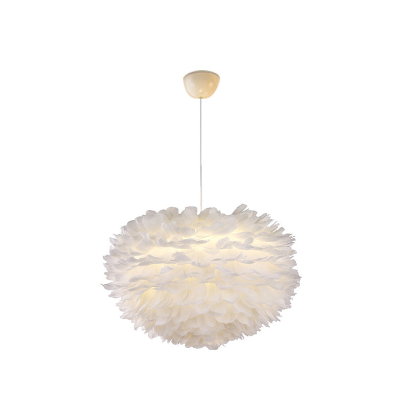 Lampadario a forma di globo bianco a forma di appendiali in stile Nordic Feather Suspeded Lighting Freet