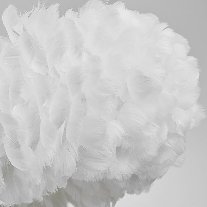 White Doughnut Chandelier Lamp Minimalist Feather Loop Pendant Lighting Fixture