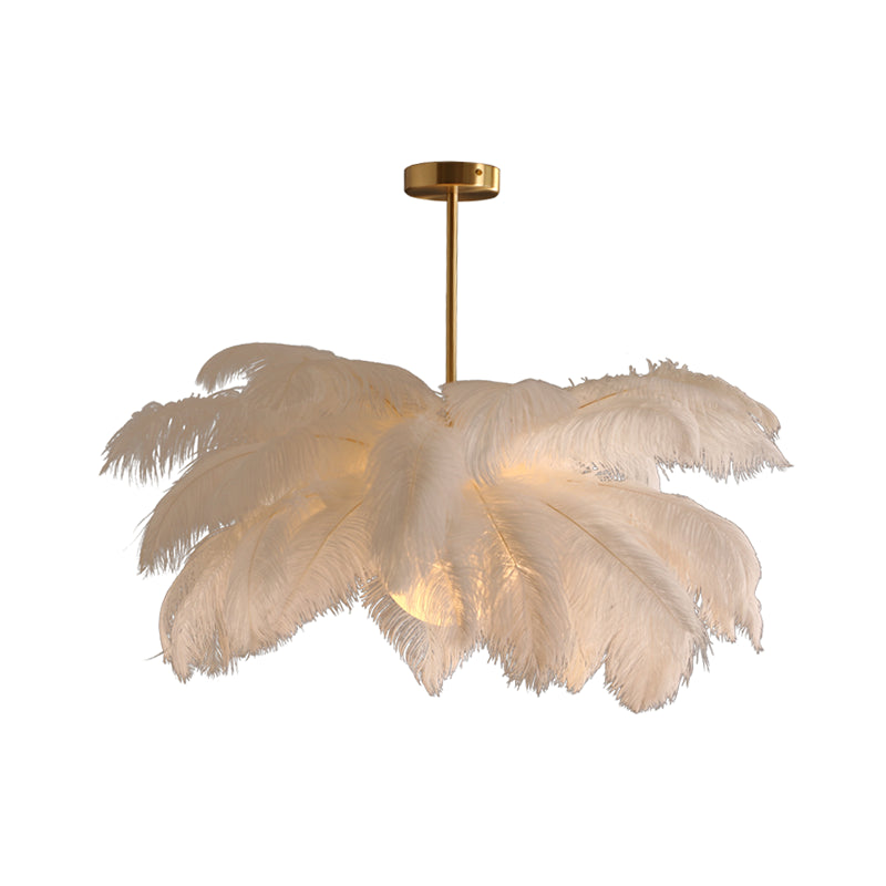 Nieuwheid Palm Tree Hangende Licht Licht Nordic Style Feather Living Room Kroonluchter in het wit