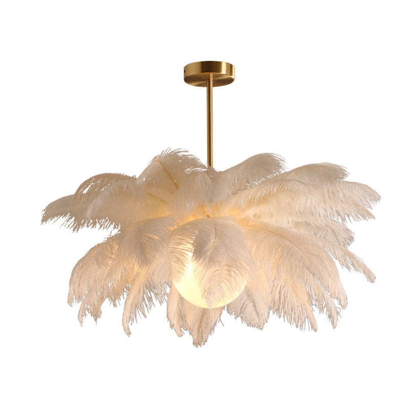Nieuwheid Palm Tree Hangende Licht Licht Nordic Style Feather Living Room Kroonluchter in het wit