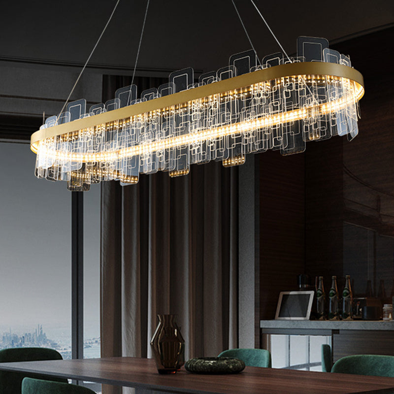 Chandelier LED Metropolitan LED MINMINATIVE LOCE D'OR ACRYLIQUE PRENDANT LEU