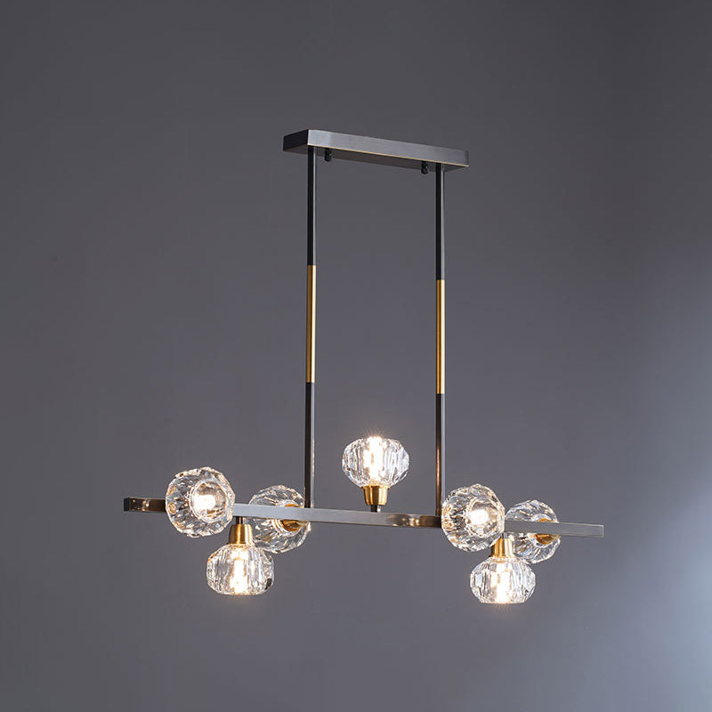 Mini Globe Crystal Chandelier Modern Style Black Finish Pendant Light for Living Room