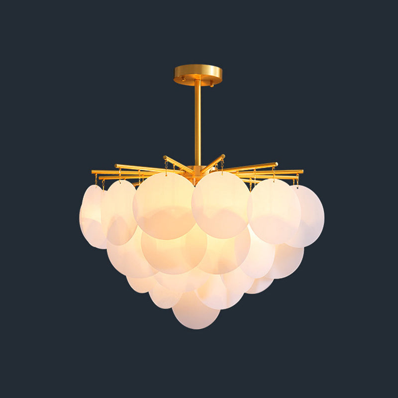 Discos escalonados Iluminación de suspensión Candelera de techo de comedor moderno en blanco de latón