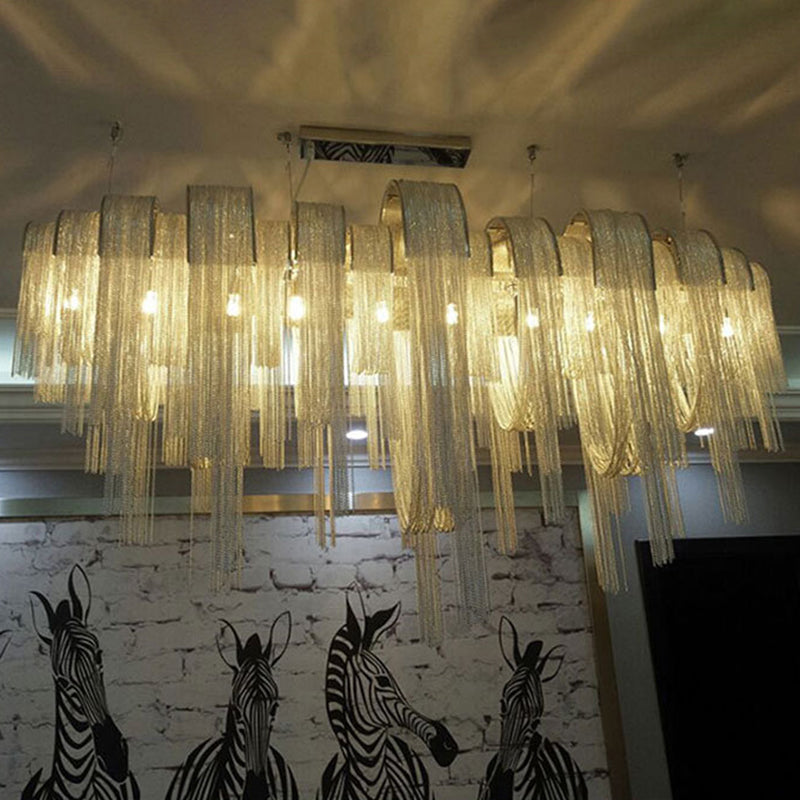 Lampadario ad arco in alluminio lampadario postmoderno 12-bulb argento sospensione per lobby