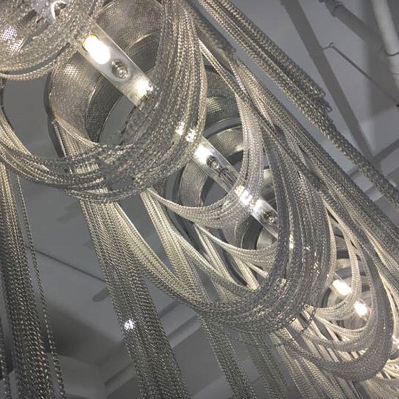 Lampadario ad arco in alluminio lampadario postmoderno 12-bulb argento sospensione per lobby