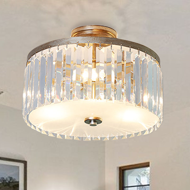 Montaggio a filo tamburo Crystal Simplicity 3 luci Lampada per soffitto sala da pranzo in oro/argento/nero