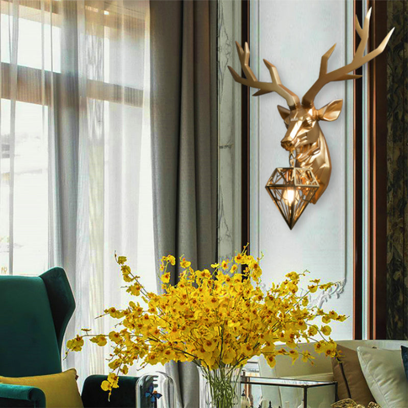 Luce con scarico in resina in ottone vintage Luce a parete Light 1 a parete Light 1 con tonalità metallica diamantata