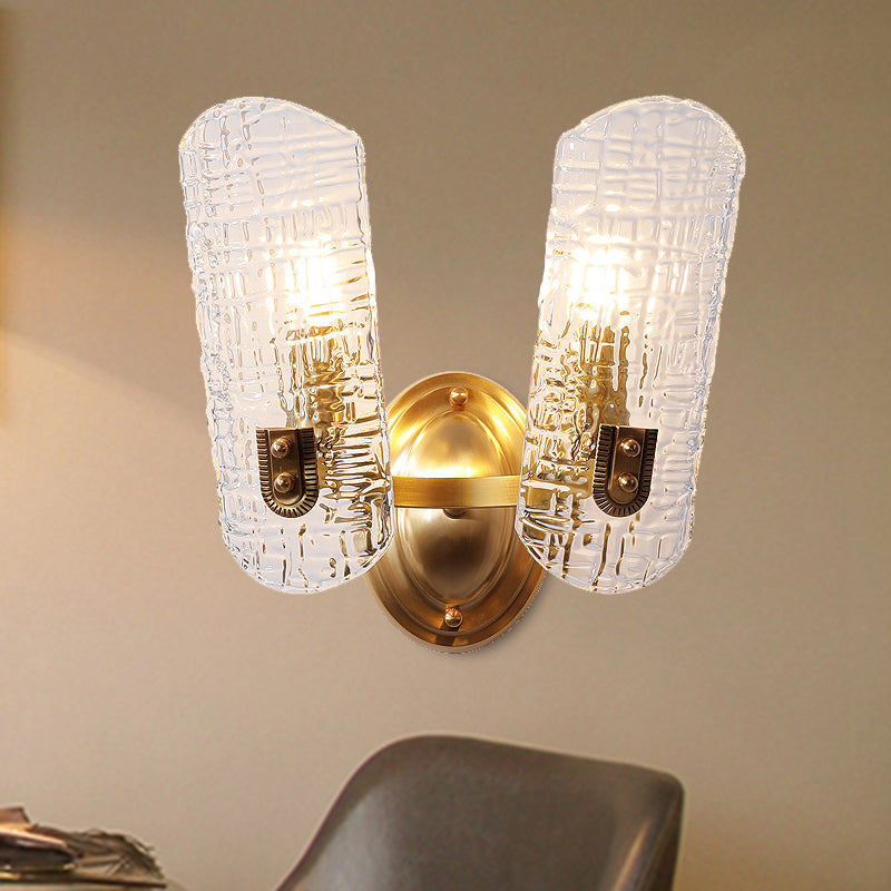 Simple Shield Wall Sconce Light Prism Crystal 1/2 Lights Corridor Wall Mount Light in Brass