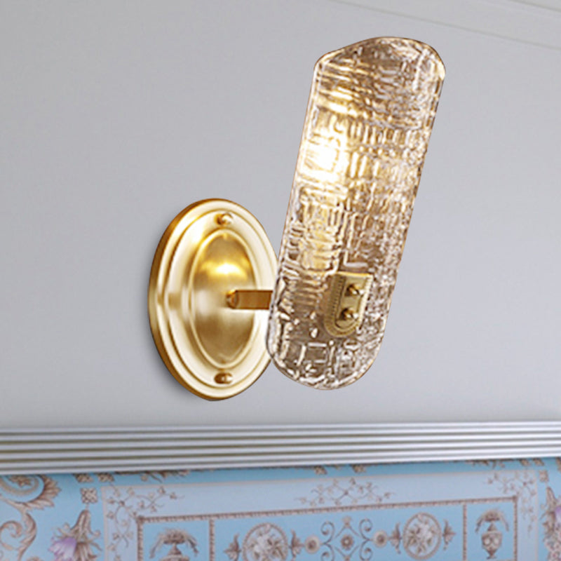 Simple Shield Wall Sconce Light Prism Crystal 1/2 Lights Corridor Wall Mount Light in Brass