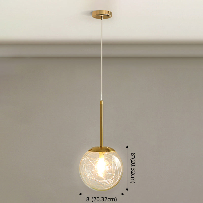 Sferisch glashangend plafondlicht Modern 1 lichte slaapkamer hanglamp in goud