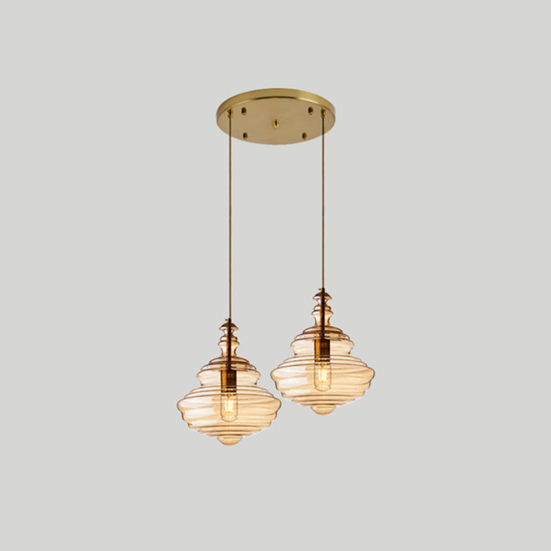 Spool di vetro moderno a sospensione illuminazione a sospensione per sala da pranzo