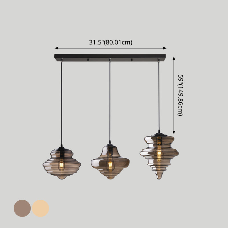 Pendant Modern Glass Spool Pendant Lighting for Dining Room Table