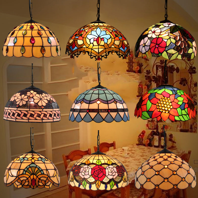 Luz de cúpula colgante de lámpara de colgante de vidrio liviano de 12 "de ancho 1 de ancho para sala de estar