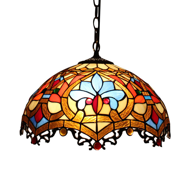 Koepel hanglamp tiffany-stijl 12 "brede 1 lichtglas hangende lamp voor woonkamer