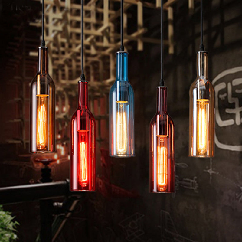 Lampada per bottiglie di vino art deco vetro 5 ristorante leggero al illuminazione ciondolo in multi-colore