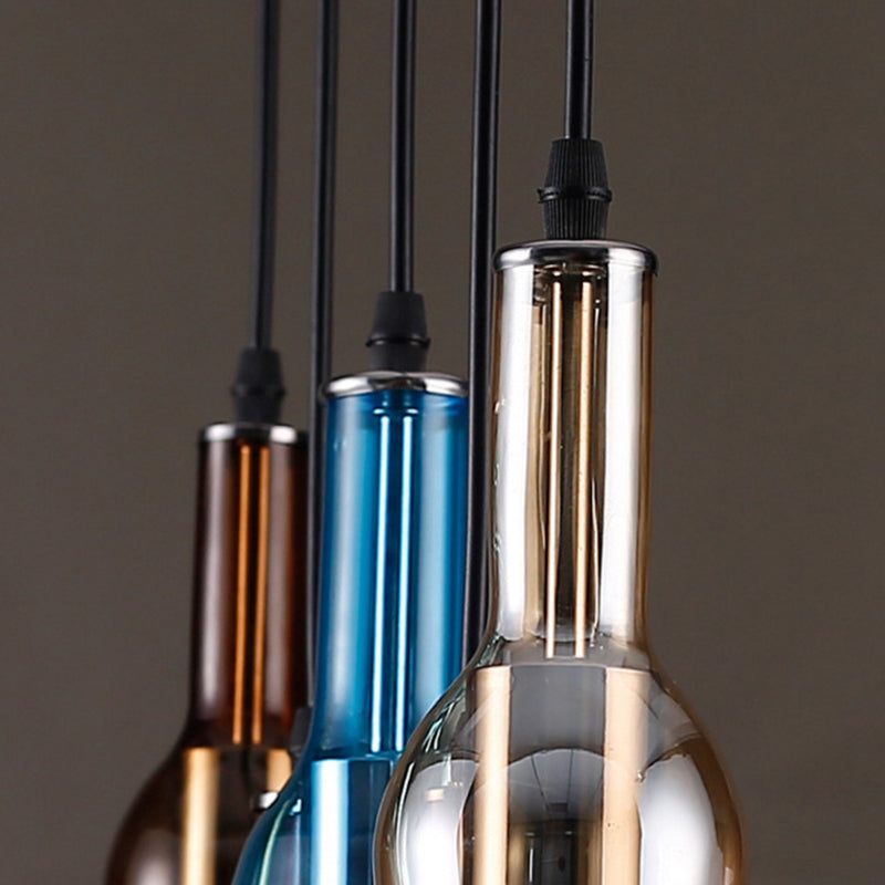 Lampada per bottiglie di vino art deco vetro 5 ristorante leggero al illuminazione ciondolo in multi-colore
