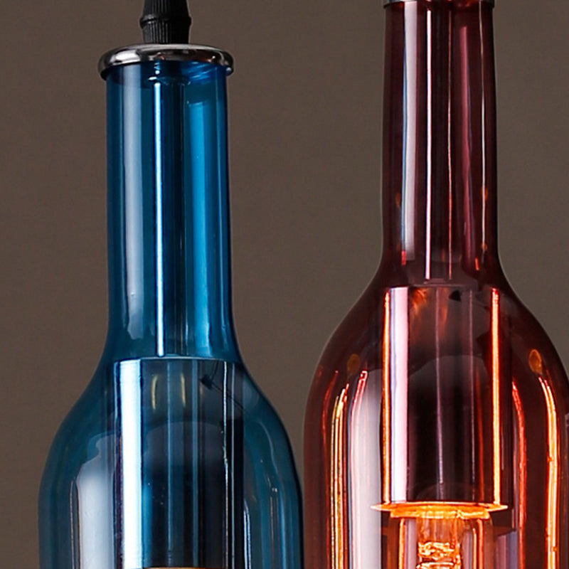 Lampada per bottiglie di vino art deco vetro 5 ristorante leggero al illuminazione ciondolo in multi-colore
