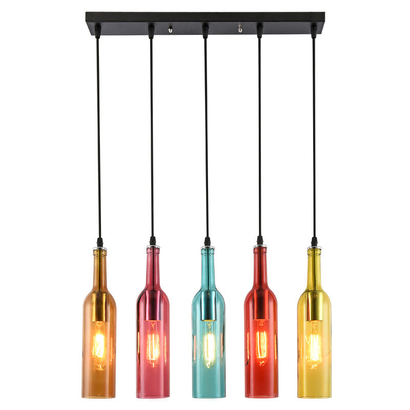Lampada per bottiglie di vino art deco vetro 5 ristorante leggero al illuminazione ciondolo in multi-colore