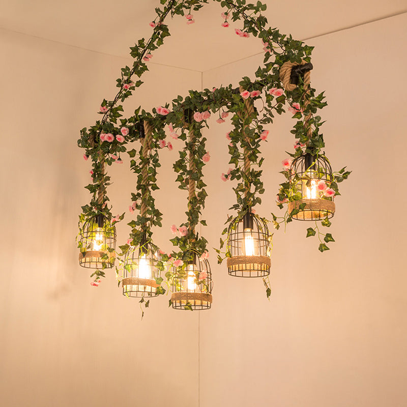 Black  Hanging Island Light Industrial Retro Metal Pendant Light